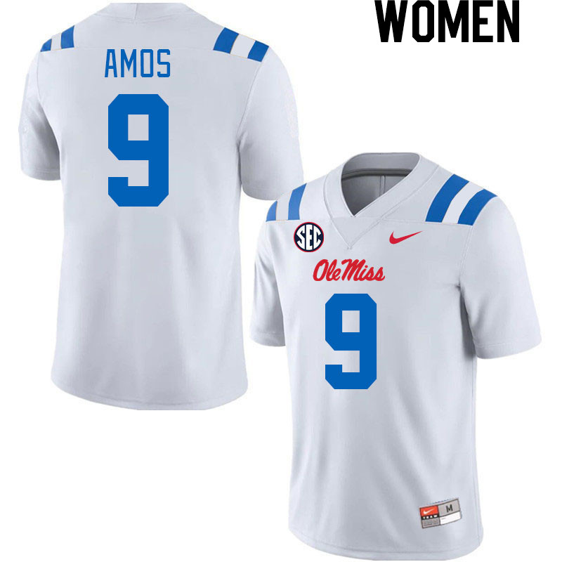 Women #9 Trey Amos Ole Miss Rebels 2024 New Uniforms College Football Jerseys Stitched-White